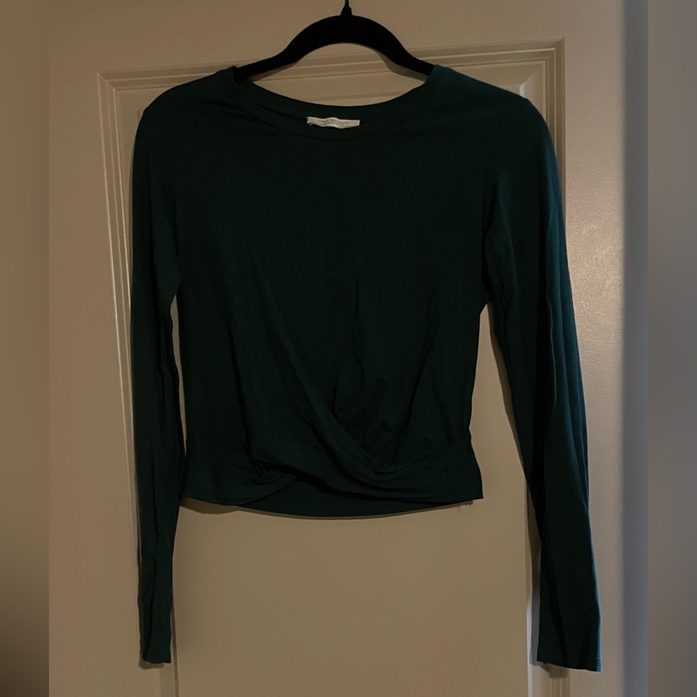 Zara Long Sleeve Front Knotted Crop Top